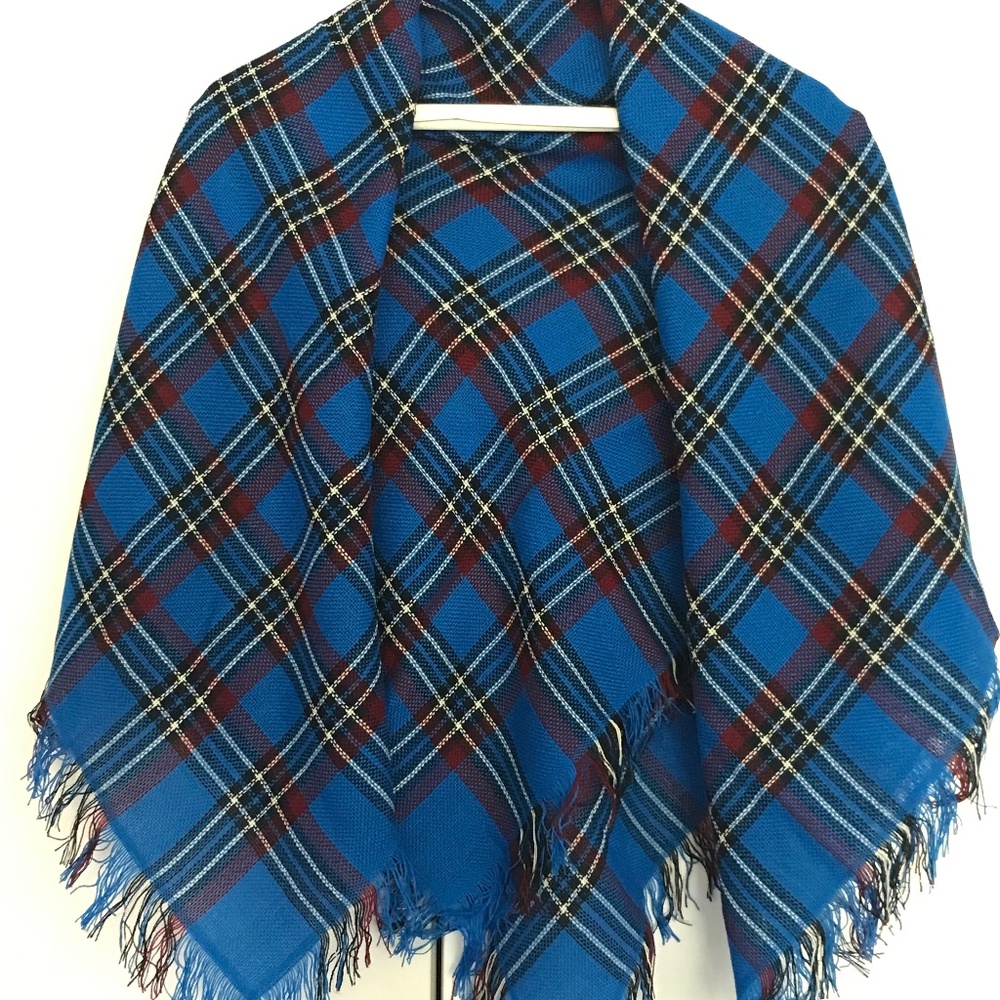 Classic Blue Plaid Shawl/Scarf